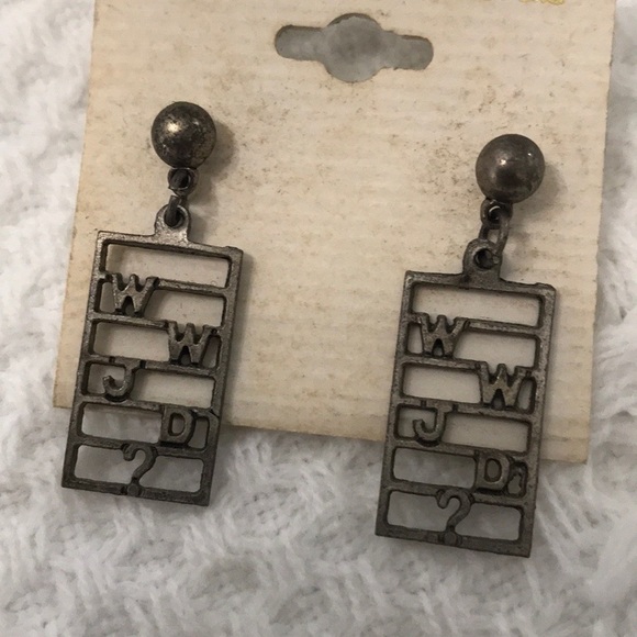 WWJD Silver Vintage Earrings What Would Jesus Do - Picture 2 of 3